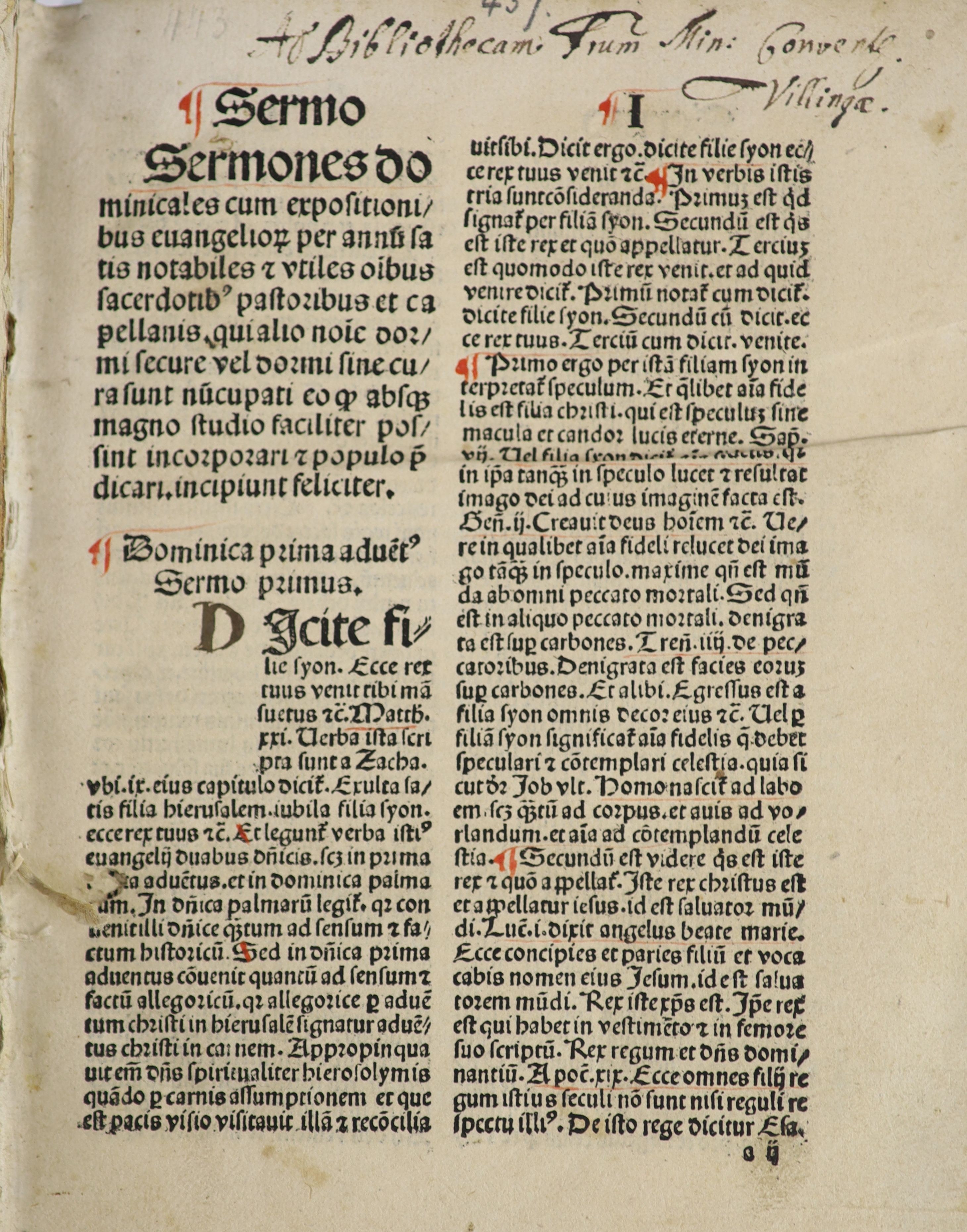 Johannes de Verdena Sermones Dormi secure de tempore et de sanctis Speyer Peter Drach 1492?